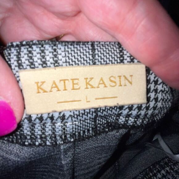 Kate Kasin black & white houndstooth pencil skirt large - Picture 3 of 4